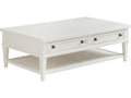 Ocean Breeze Palm Coast Rectangular Coffee Table in Sand with Raffia Shelf