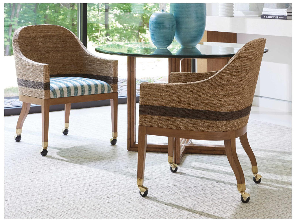 Palm Desert Dorian Woven Dining Arm Chair in Sundrenched Sierra Tan