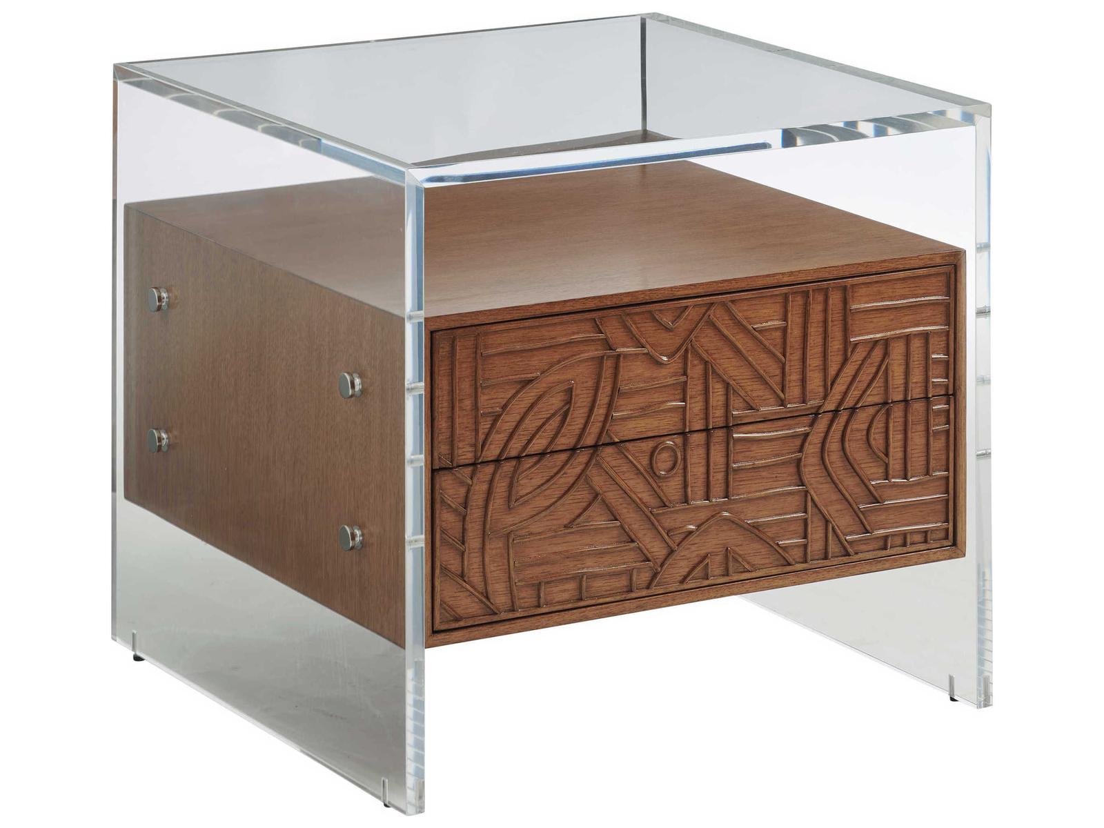 Palm Desert Arden Acrylic End Table with Two Drawers