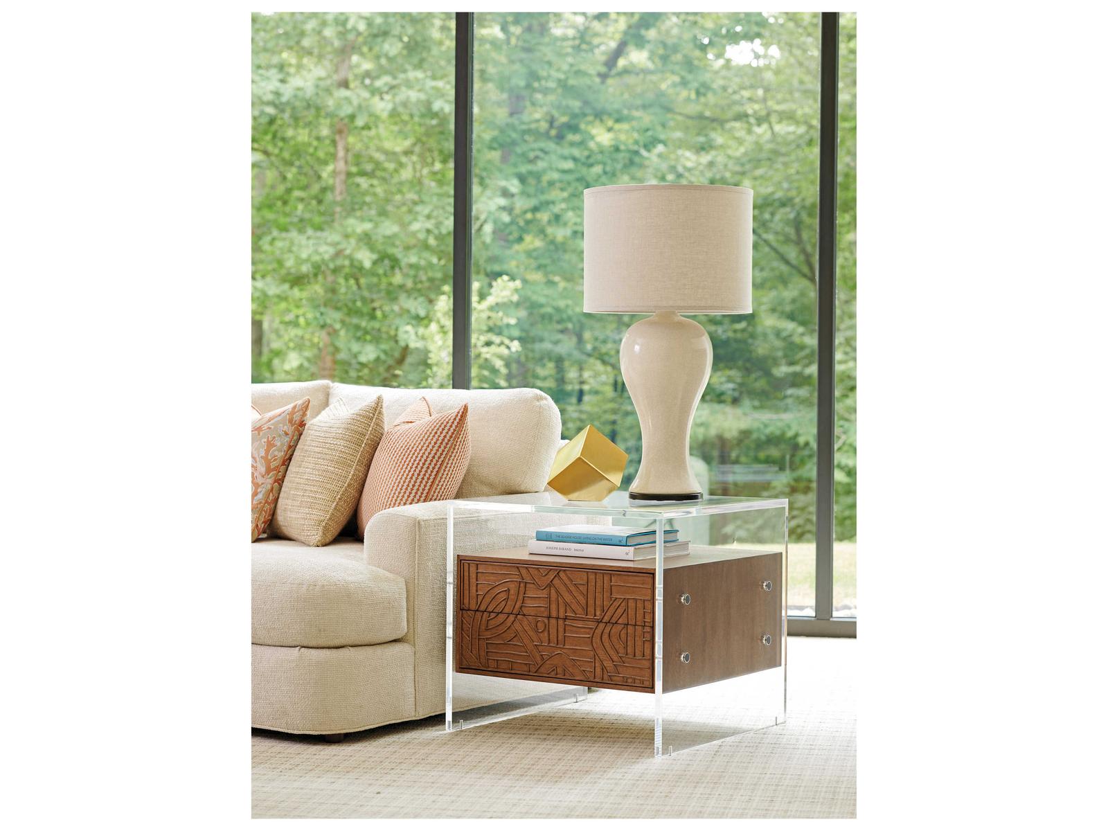Palm Desert Arden Acrylic End Table with Two Drawers