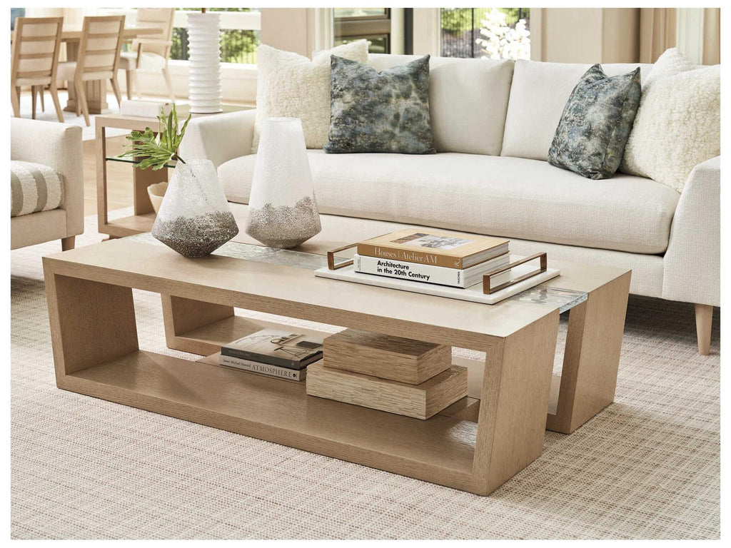 Sunset Key Fischer Rectangular Coffee Table with Wavy Glass