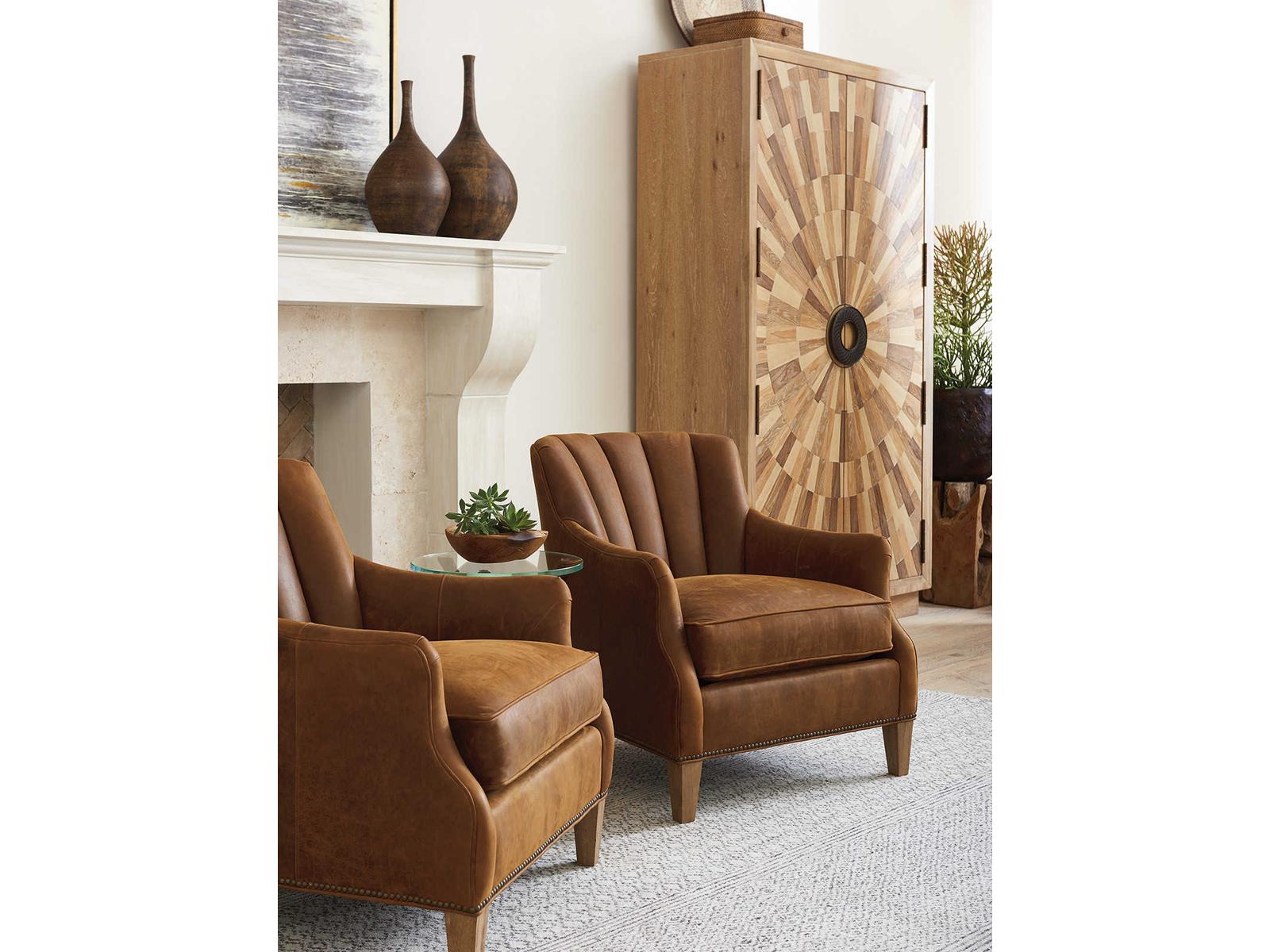 Home Los Altos Princeton Leather Accent Chair with Nailhead Trim