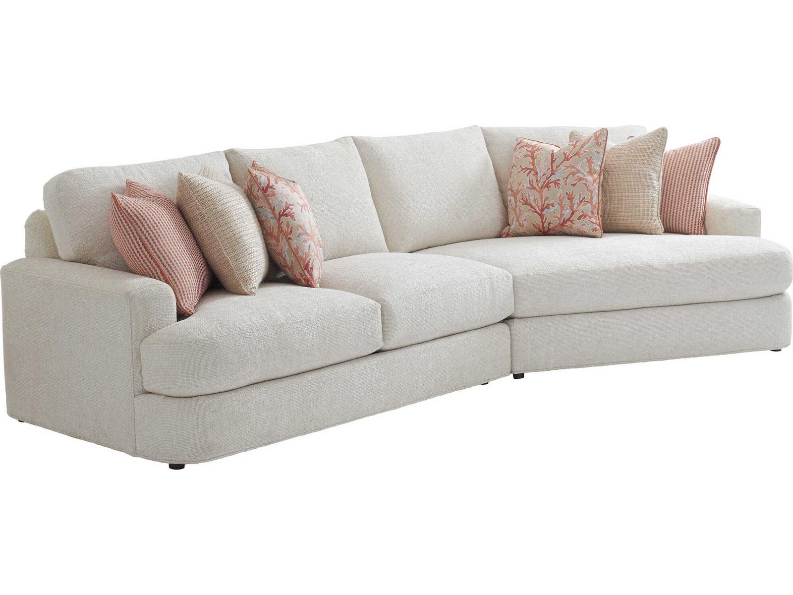 Palm Desert White Upholstered Right Arm Facing Lansing Sectional Sofa