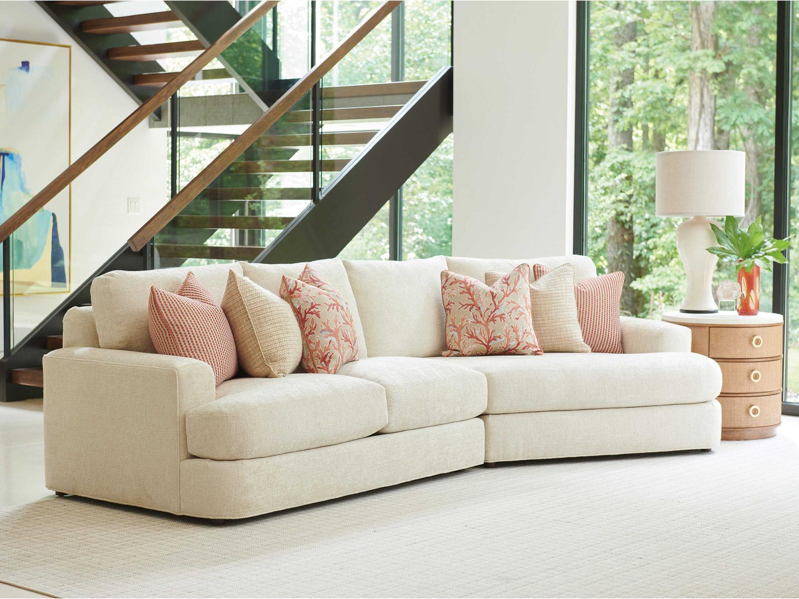 Palm Desert White Upholstered Right Arm Facing Lansing Sectional Sofa