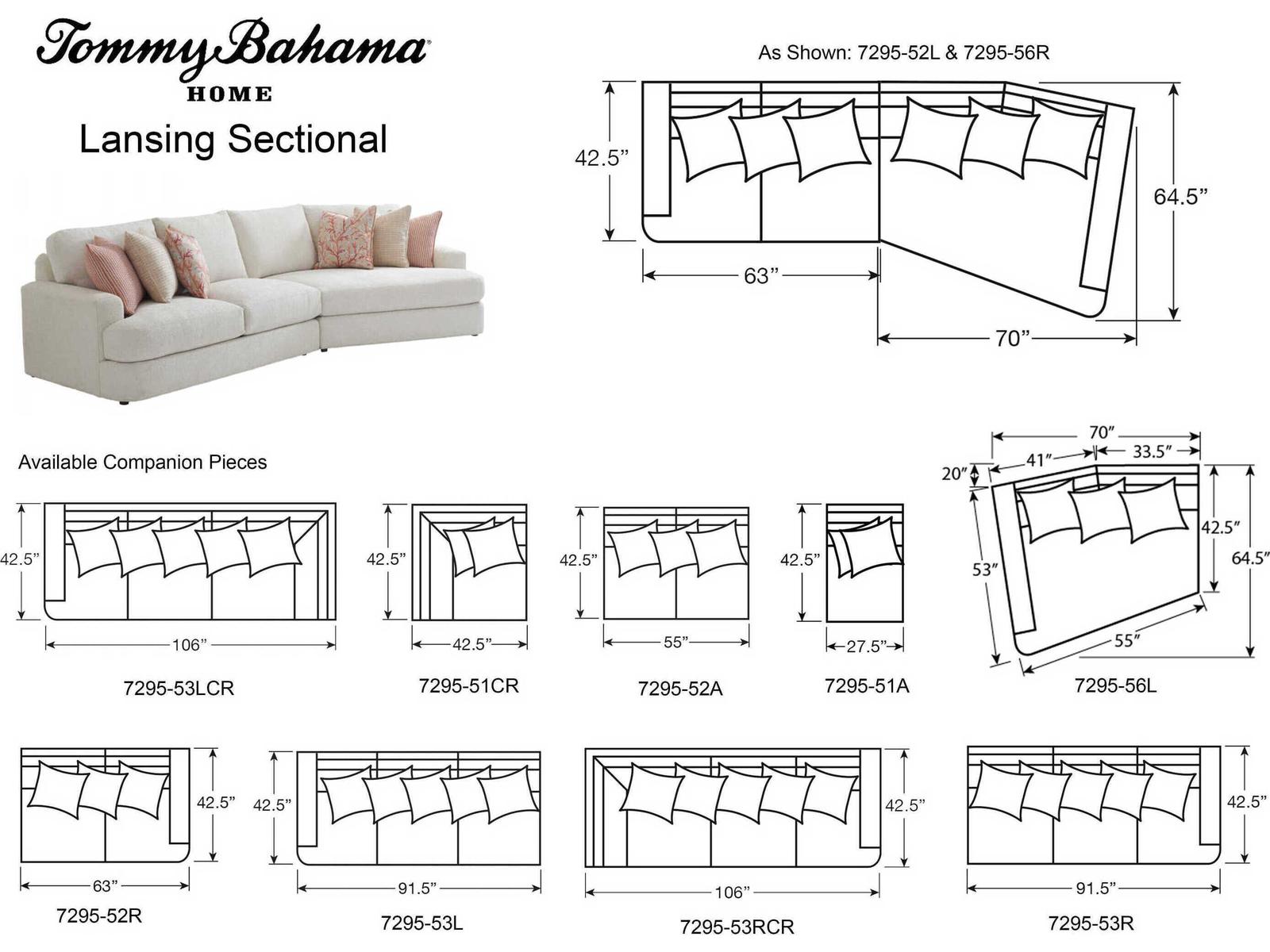 Palm Desert White Upholstered Right Arm Facing Lansing Sectional Sofa
