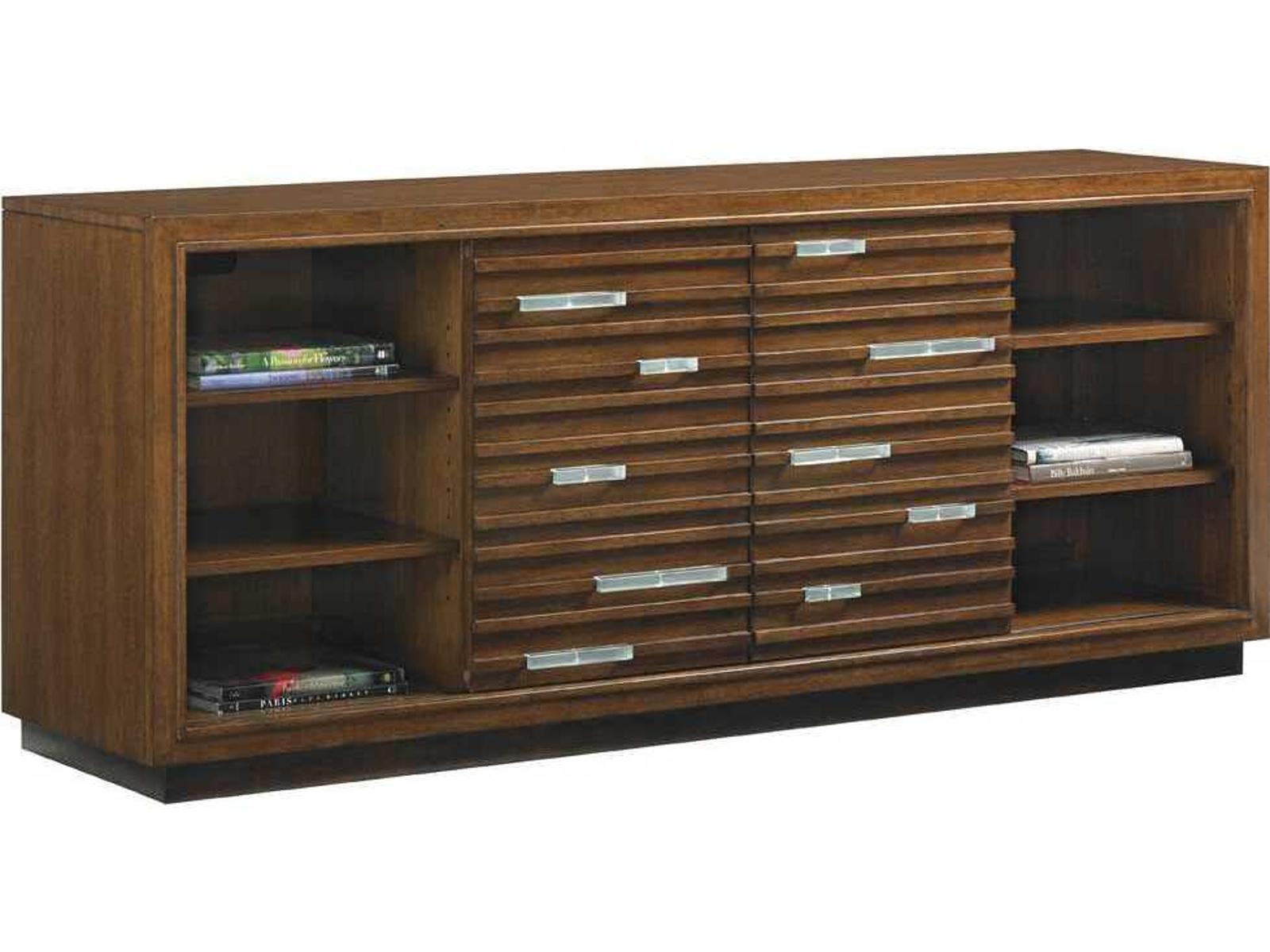 Island Fusion Princeville Media Console in Dark Walnut