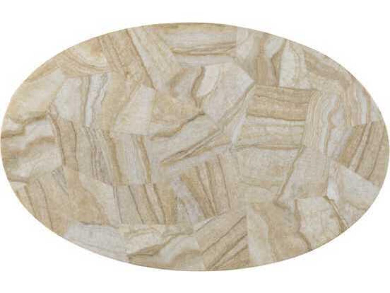 Island Fusion Banyan Oval Accent Table with Stone Top and Dark Walnut Finish