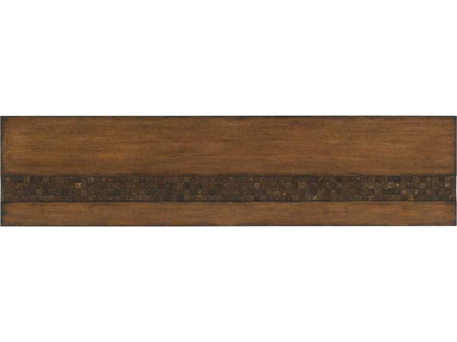 Home Island Fusion Turtle Island Console Table in Dark Walnut