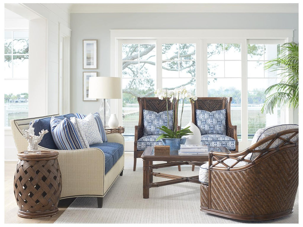 Twin Palms Bronze Midtown Blue Upholstered Sofa