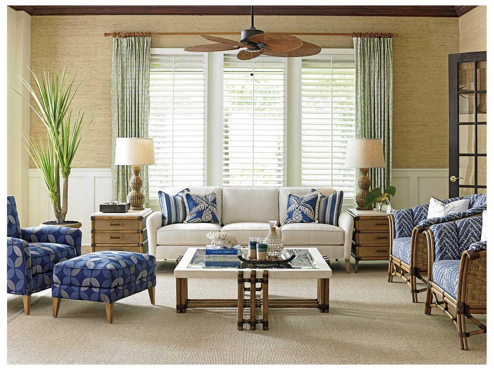 Twin Palms Weston Square Coffee Table with Cordova Stone Top
