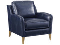 Twin Palms Coconut Grove Blue Leather Accent Chair in Seabreeze Finish