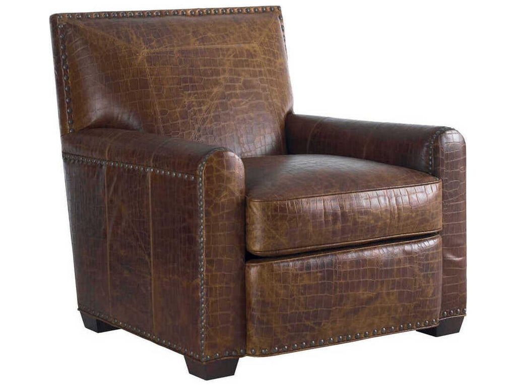 Stirling Park Leather Swivel Accent Chair in Brown with Nailhead Trim