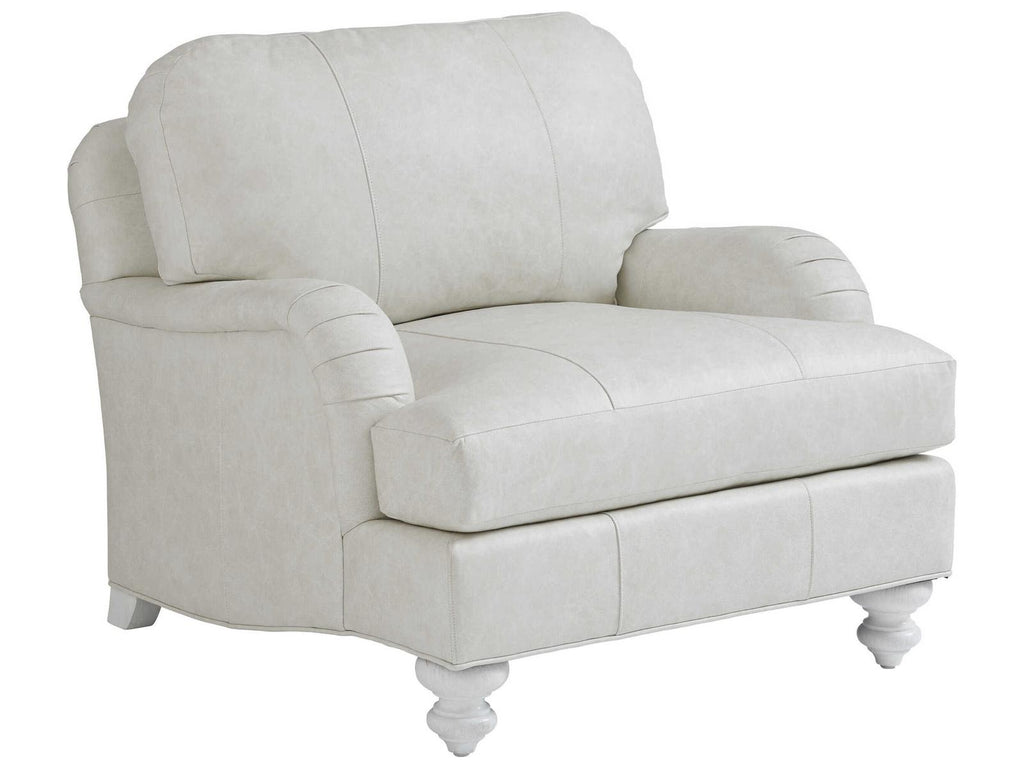 Ocean Breeze Upholstered Leather Accent Chair in Seashell Finish