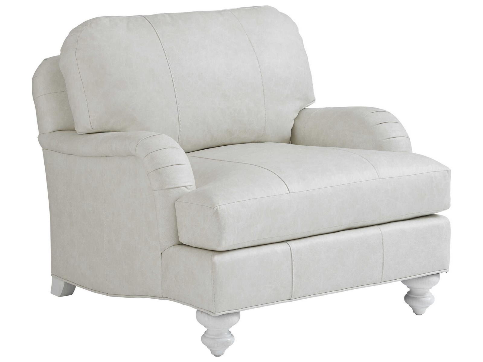 Ocean Breeze Upholstered Leather Accent Chair in Seashell Finish