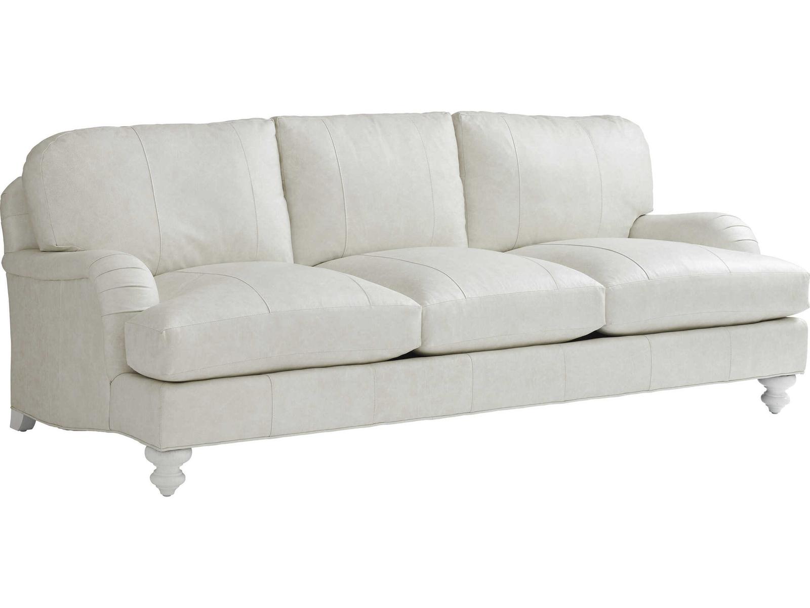 Ocean Breeze Gilmore Leather Sofa in Seashell Finish
