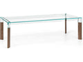 Perseo Rectangle Extra Clear Glass Dining Table with Customizable Wood Legs