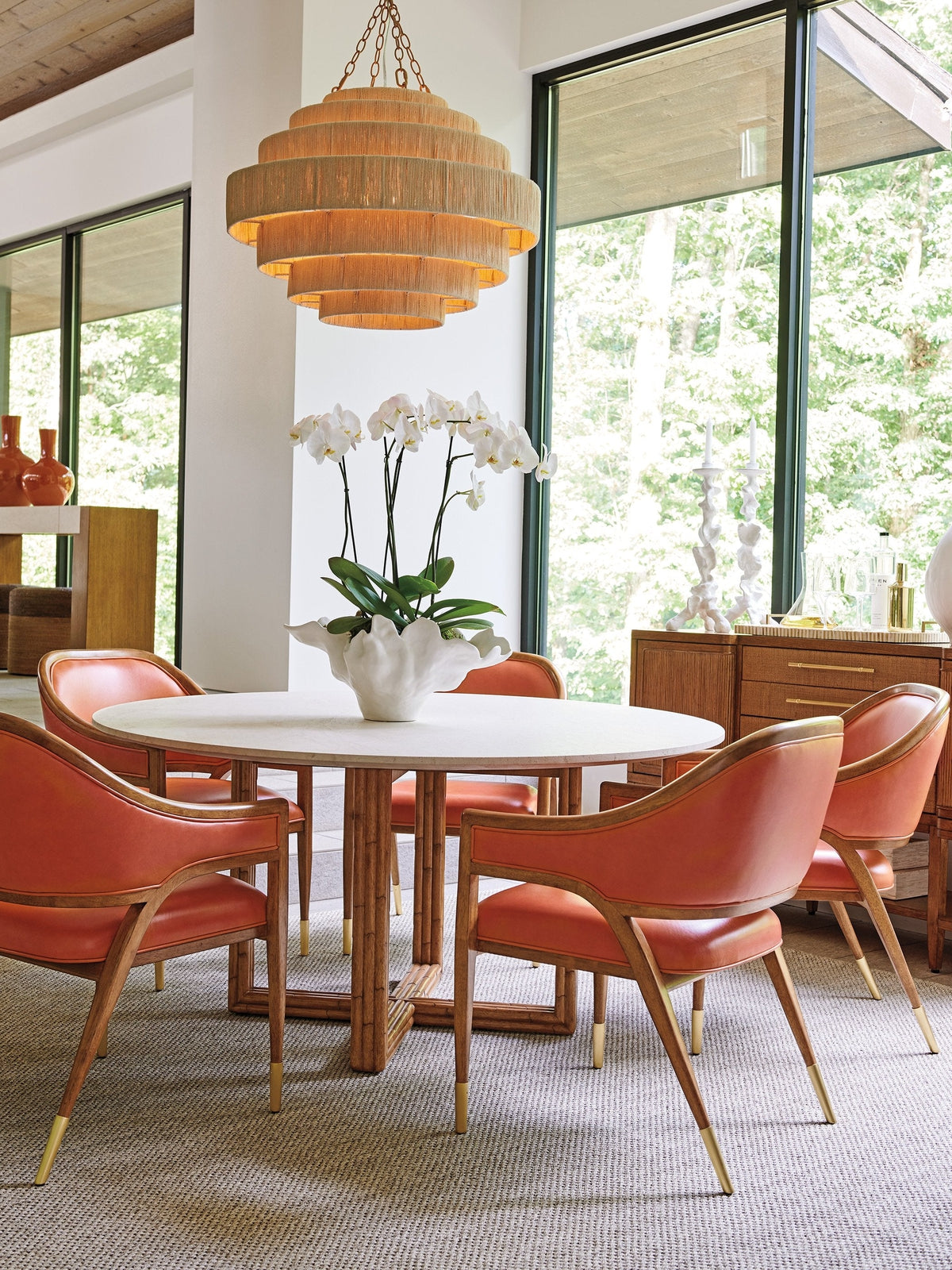 Tommy Bahama Home Palm Desert Woodard Marble Top Dining Table