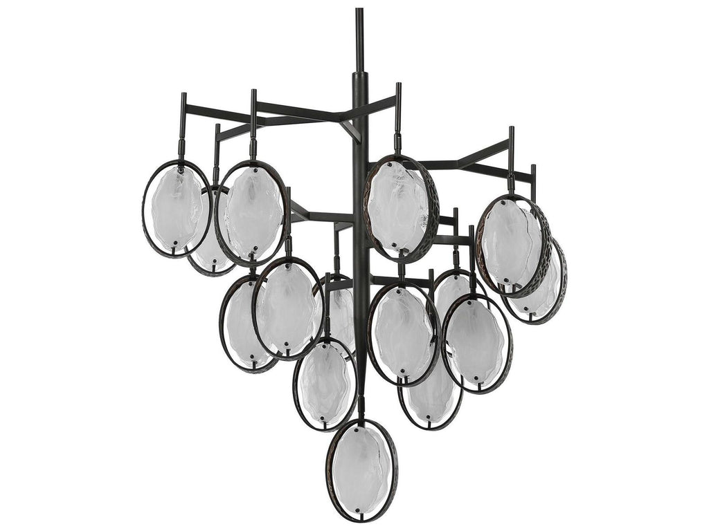 Uttermost 15-Light Maxin Chandelier in Dark Hammered Bronze with Golden Interiors