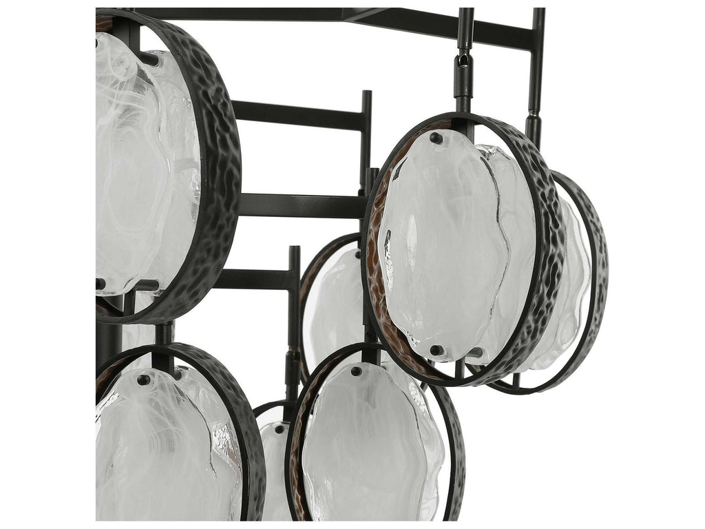 Uttermost 15-Light Maxin Chandelier in Dark Hammered Bronze with Golden Interiors
