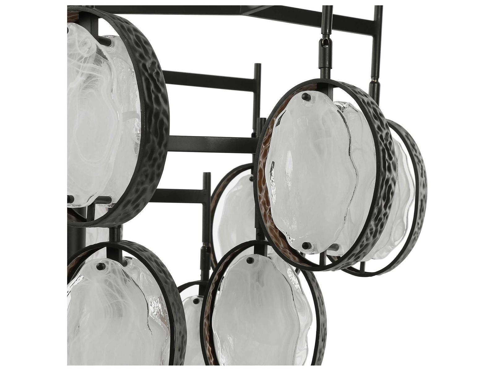 Uttermost 15-Light Maxin Chandelier in Dark Hammered Bronze with Golden Interiors