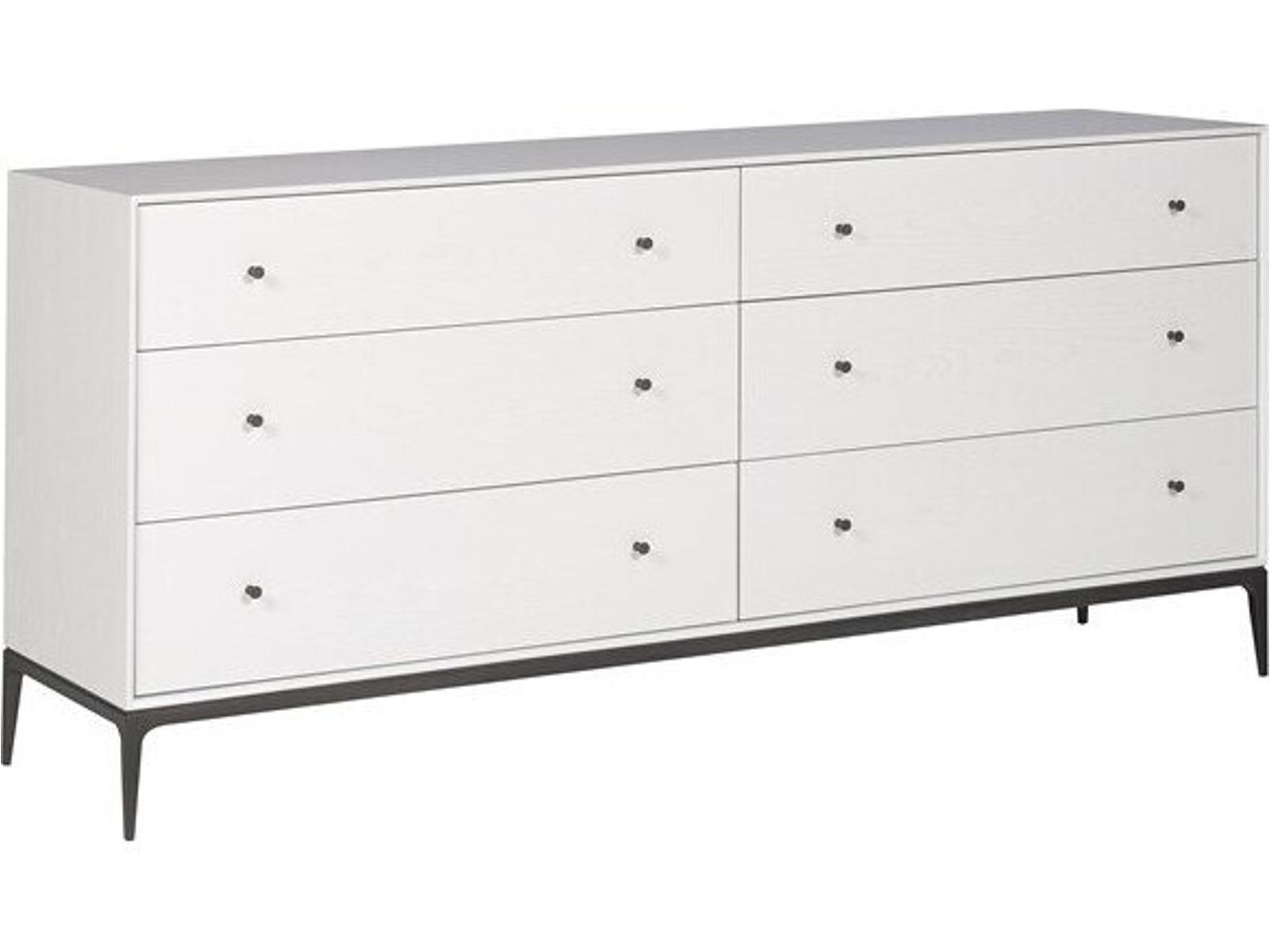 Essence 6-Drawers White Oak Wood Double Dresser
