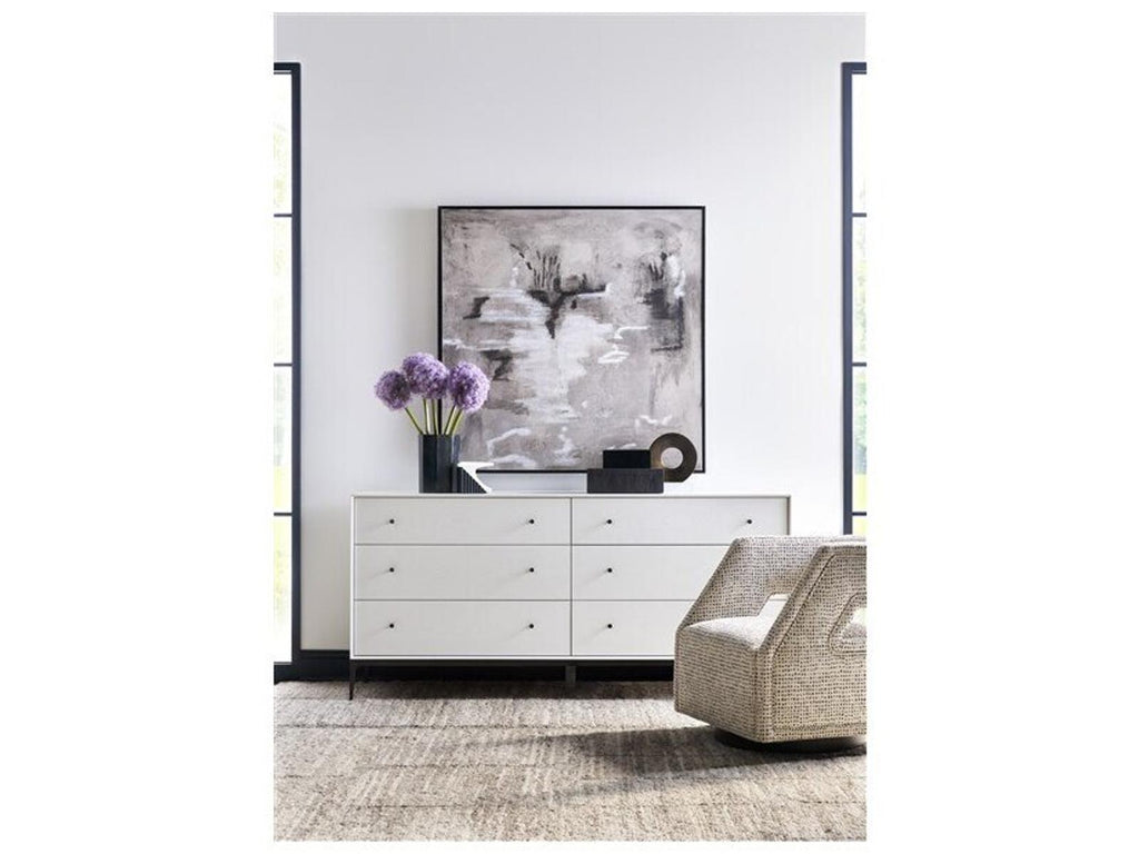 Essence 6-Drawers White Oak Wood Double Dresser