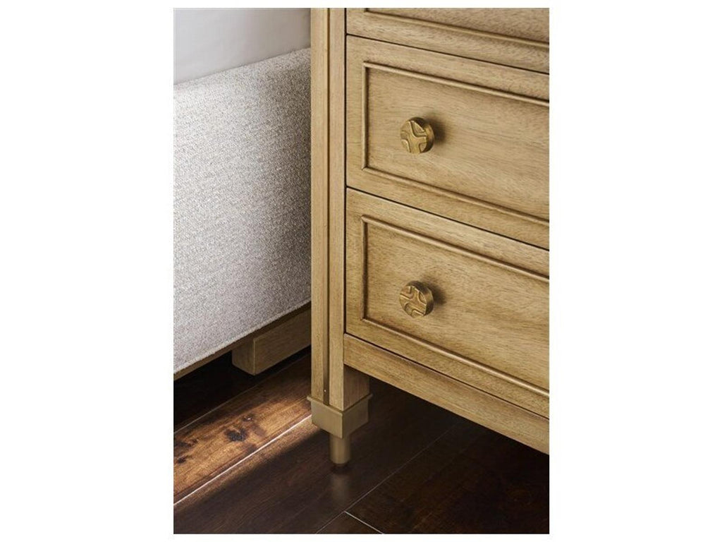Reflection 3-Drawer Nightstand in Latte with Brass Accents