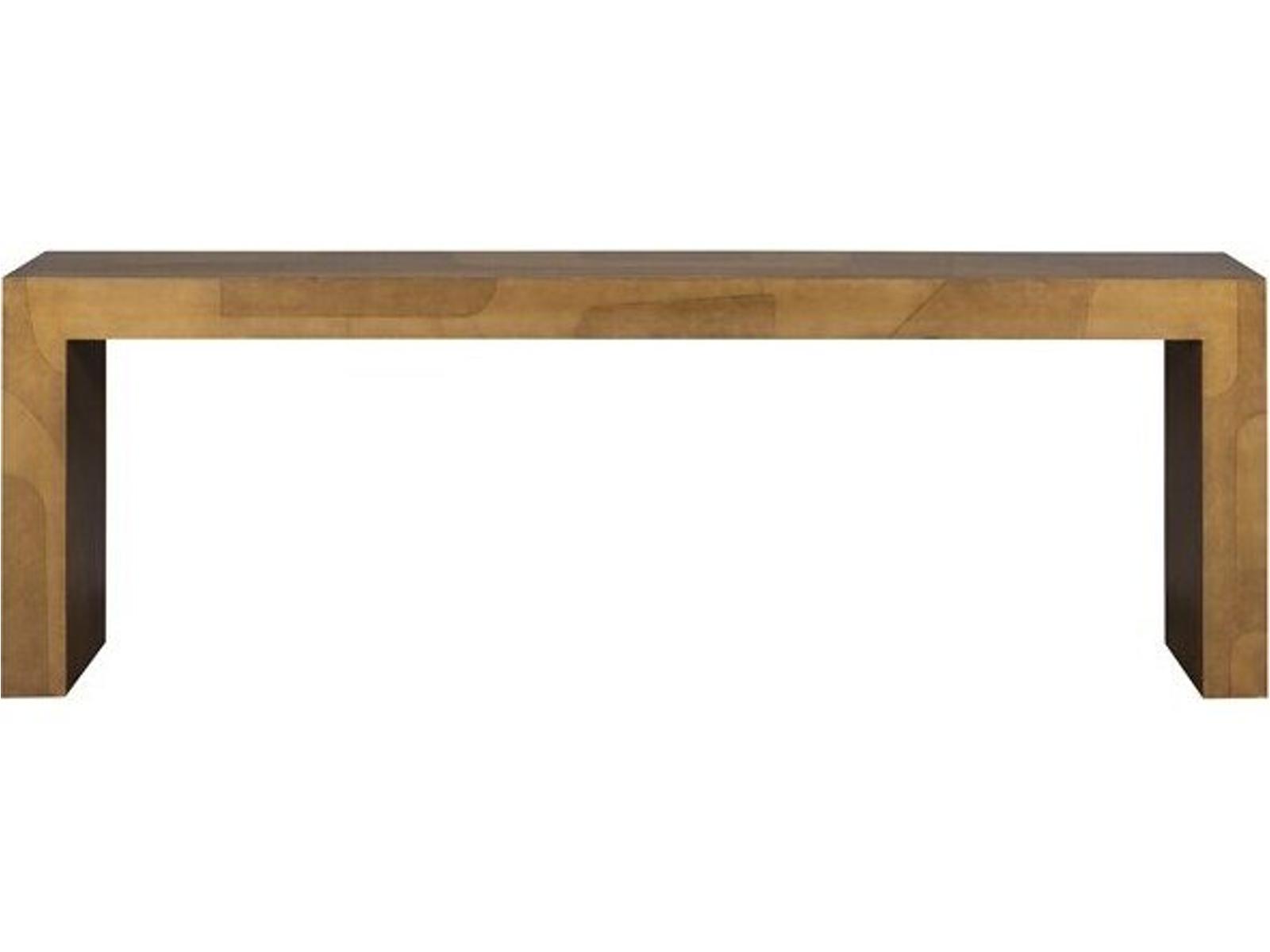 Calder Rectangular Wood Console Table with Dual Tone Brass Finish