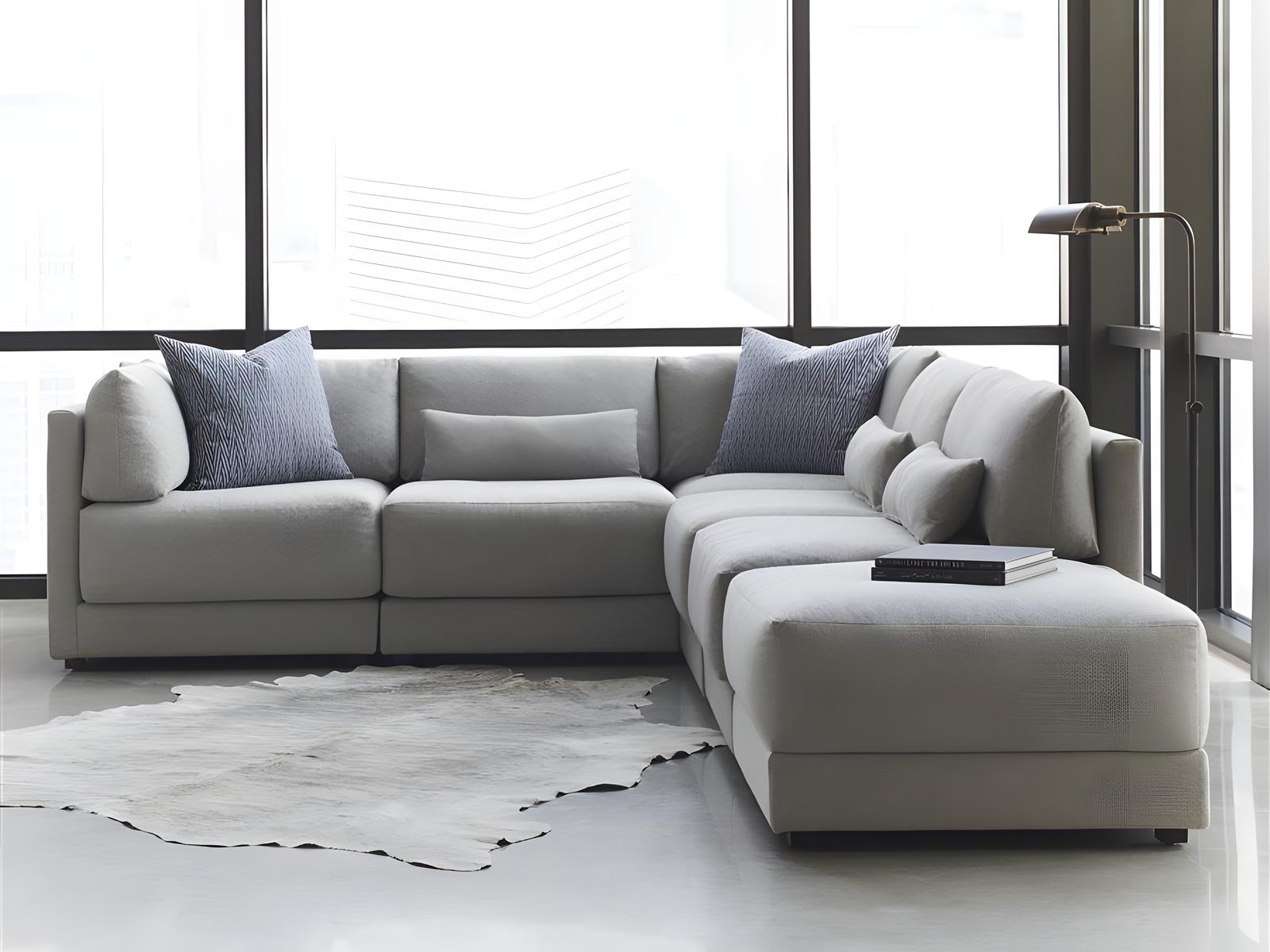 Ease Beige Upholstered Sectional Sofa