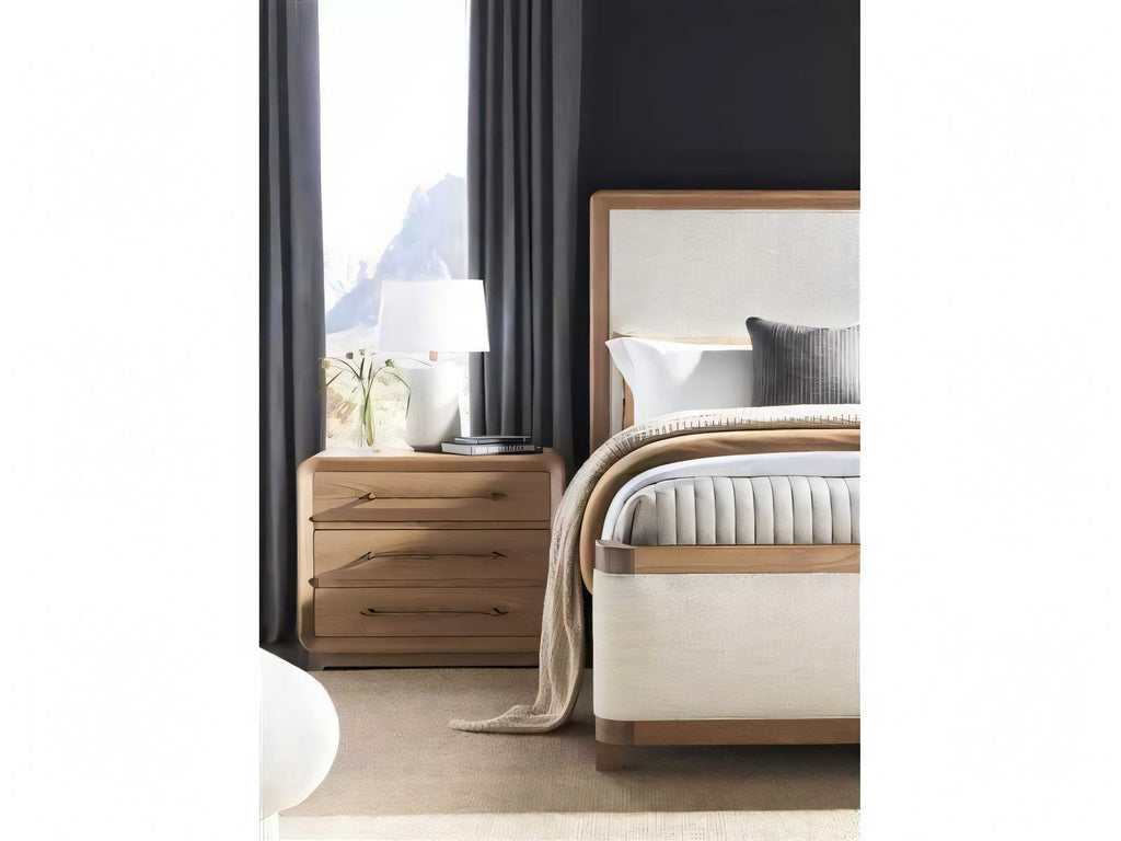 Form Upholstered King Panel Bed in Kenworth Pearl and Wheat