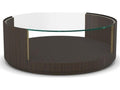 Axis Round Glass Coffee Table in Havana with White Bronze Accents