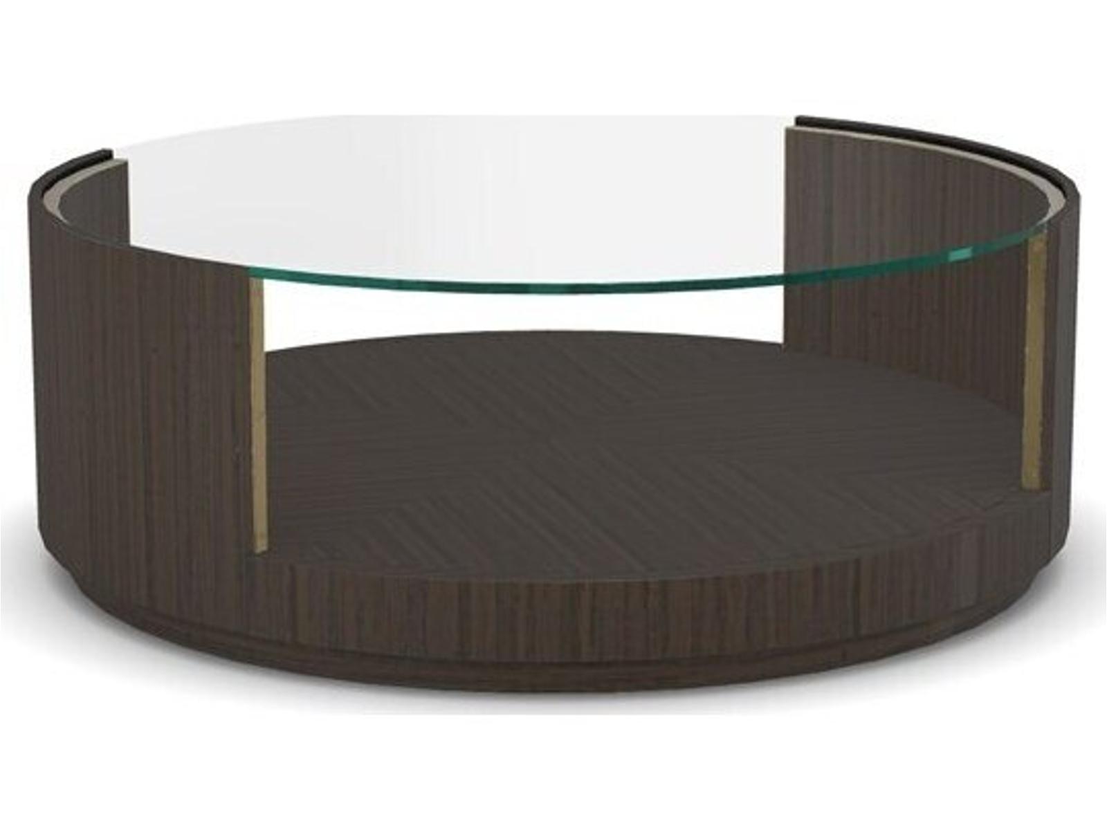 Axis Round Glass Coffee Table in Havana with White Bronze Accents