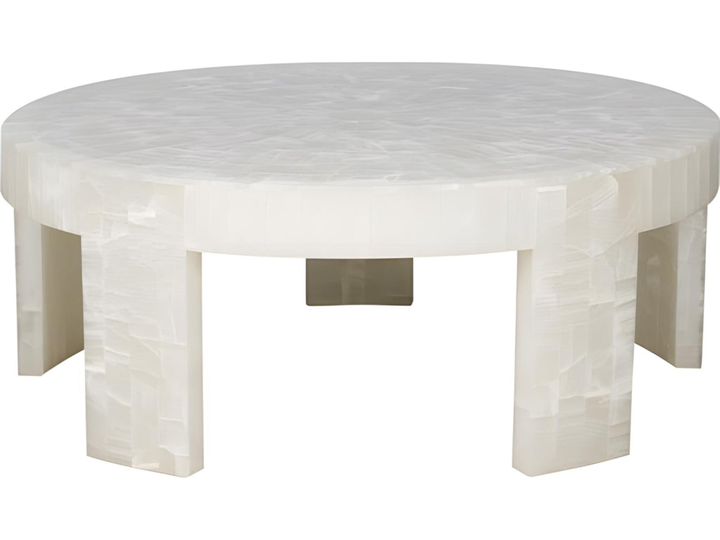 Meridian Round Cocktail Table in Bricked Cloud Onyx