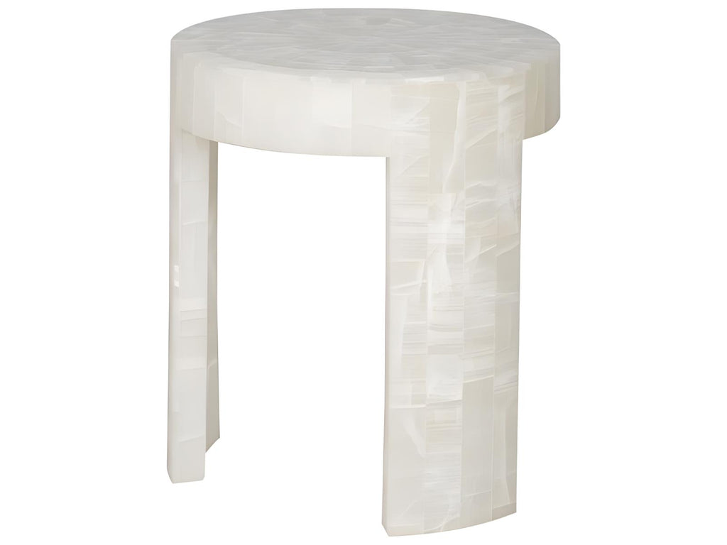 Meridian Round End Table Bricked Cloud Onyx Stone