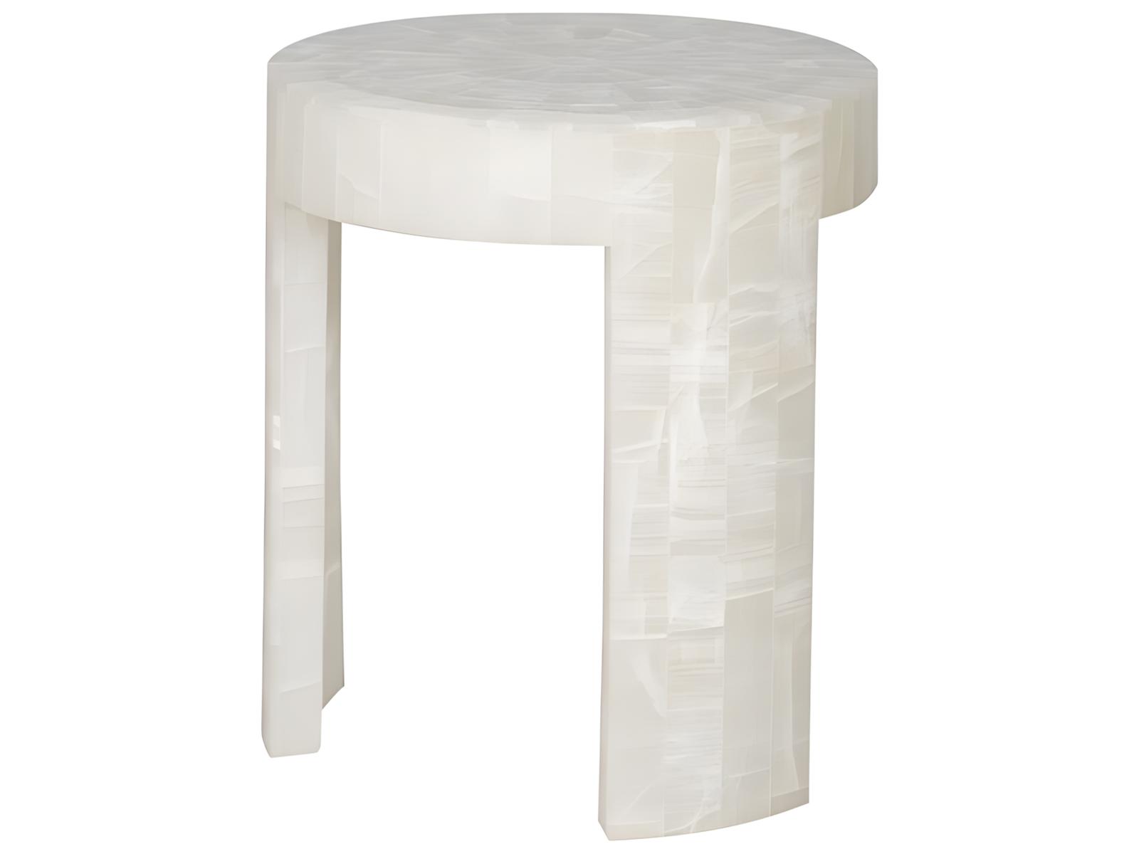 Meridian Round End Table Bricked Cloud Onyx Stone