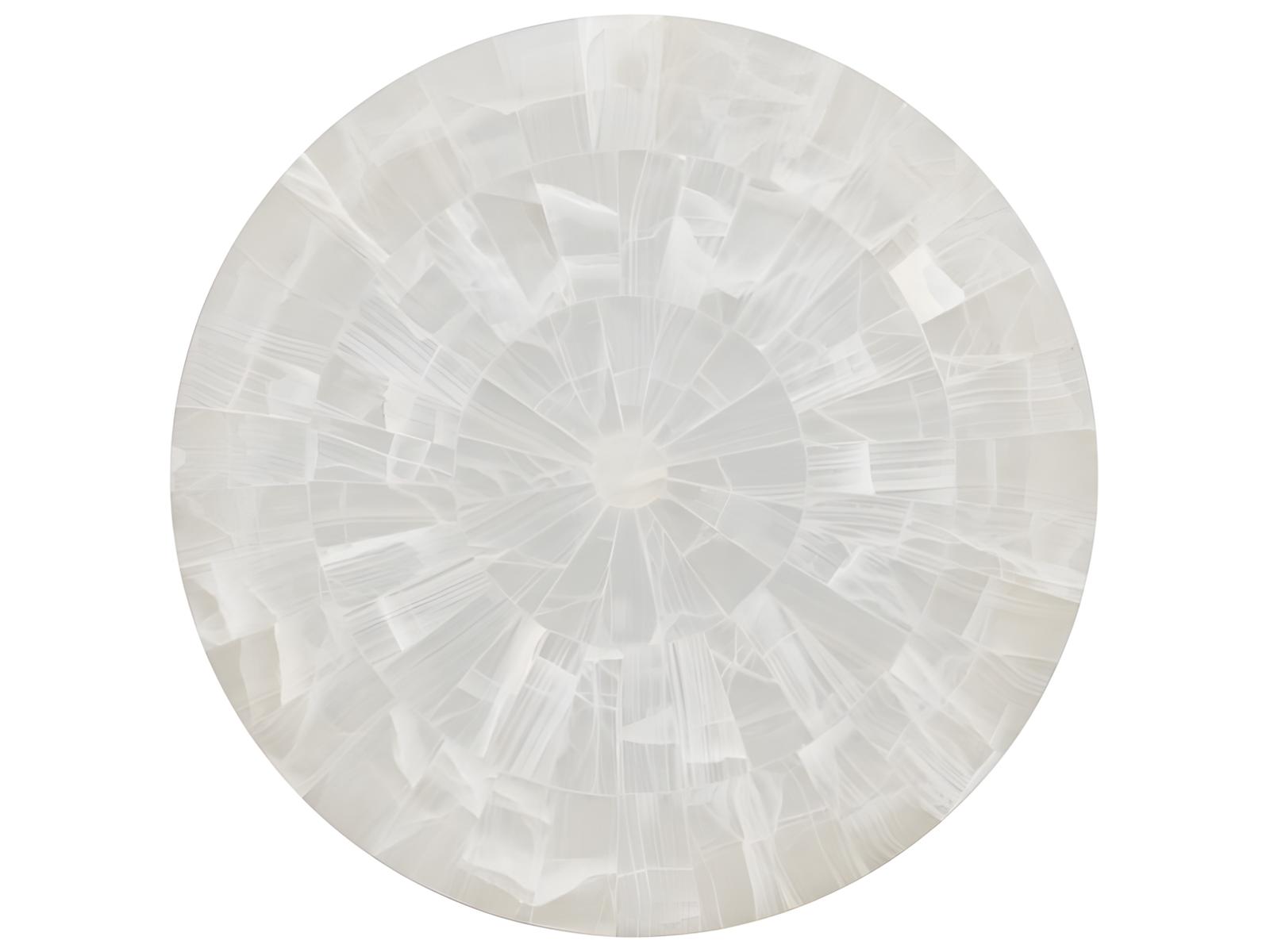 Meridian Round End Table Bricked Cloud Onyx Stone