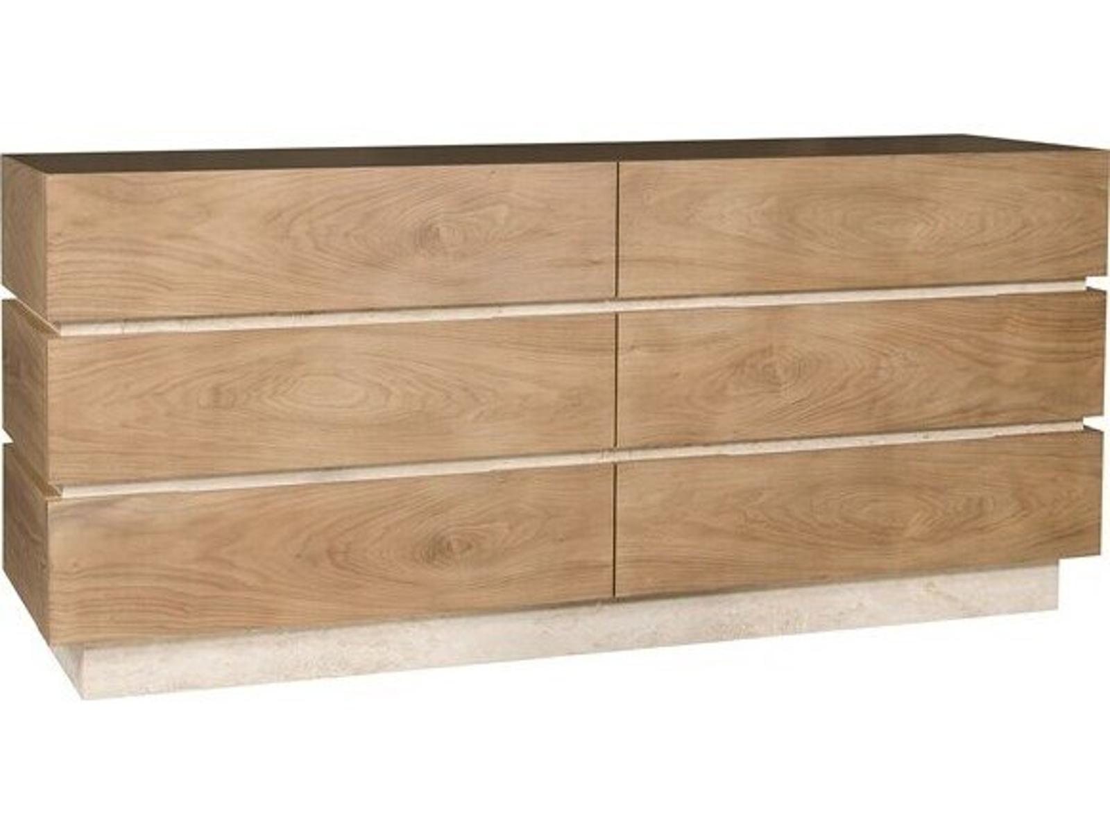 Edge 6-Drawer Bleached Walnut Double Dresser in Camel