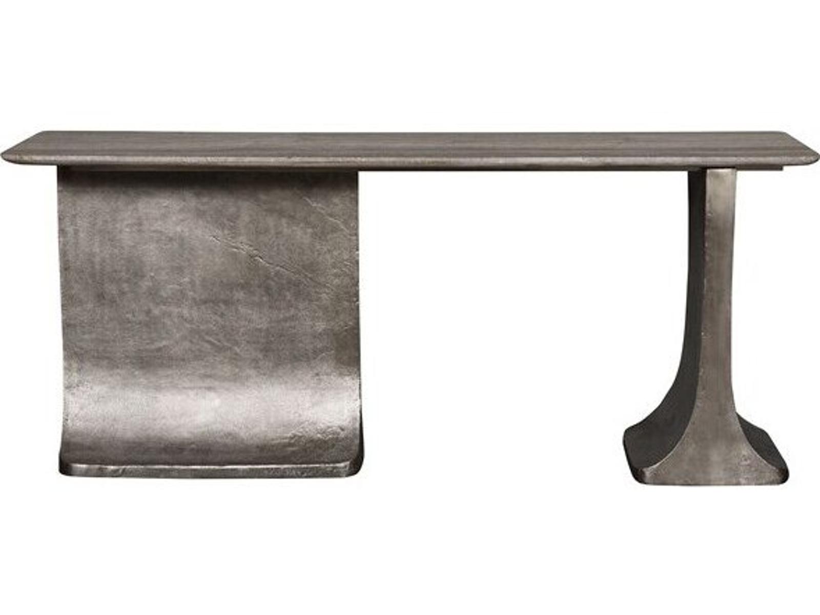 Reveal Rectangular Console Table with Honed Warm Grey Marble Top