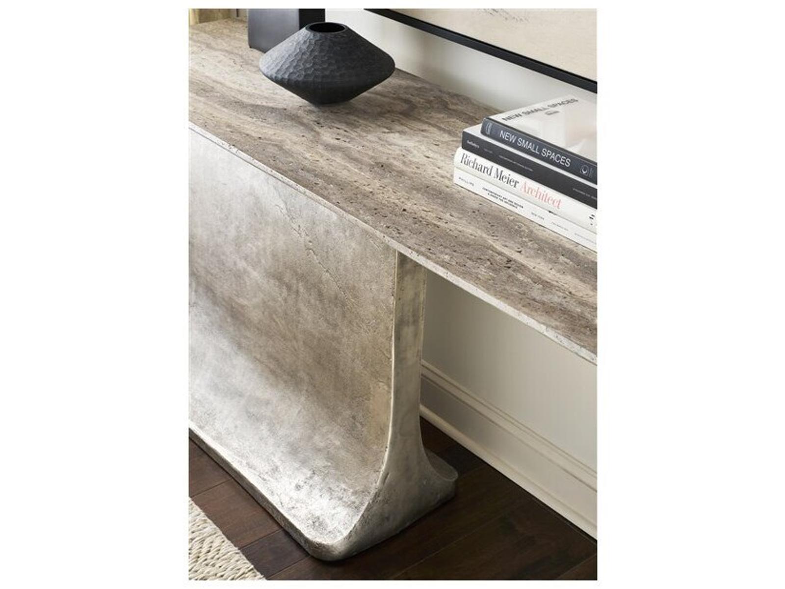 Reveal Rectangular Console Table with Honed Warm Grey Marble Top