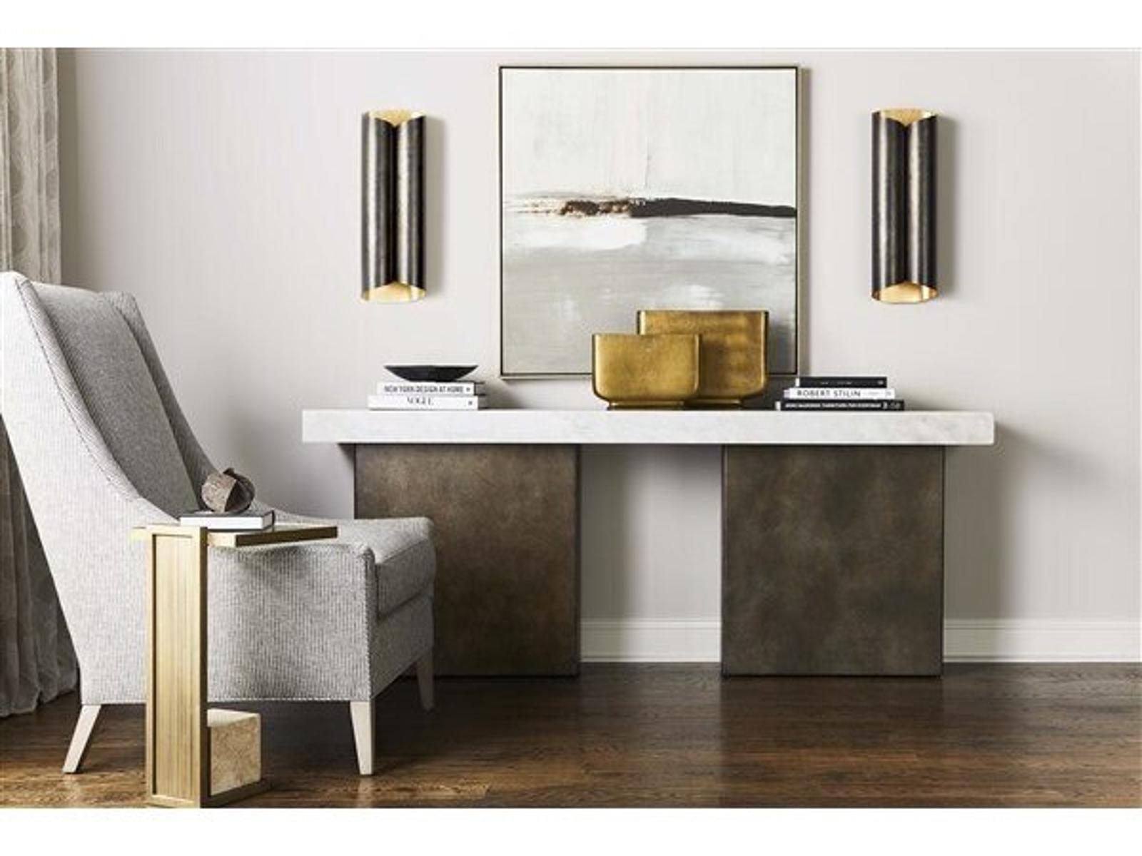 Santa Cruz Rectangle Marble Console Table with Dark Bronze Base