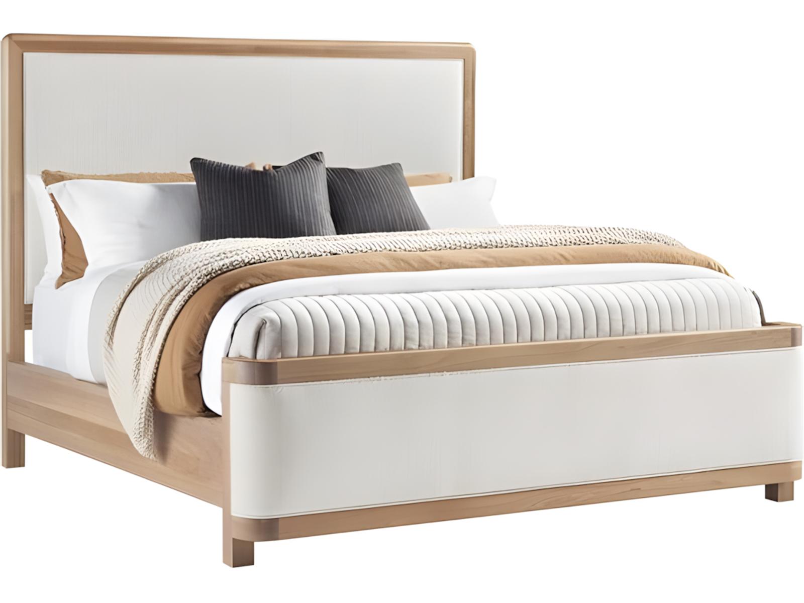 Form Upholstered King Panel Bed in Kenworth Pearl and Wheat