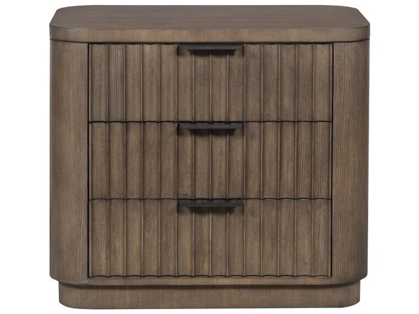 Grandhaven Fluted Front 3-Drawer Nightstand in Flaxen Stone