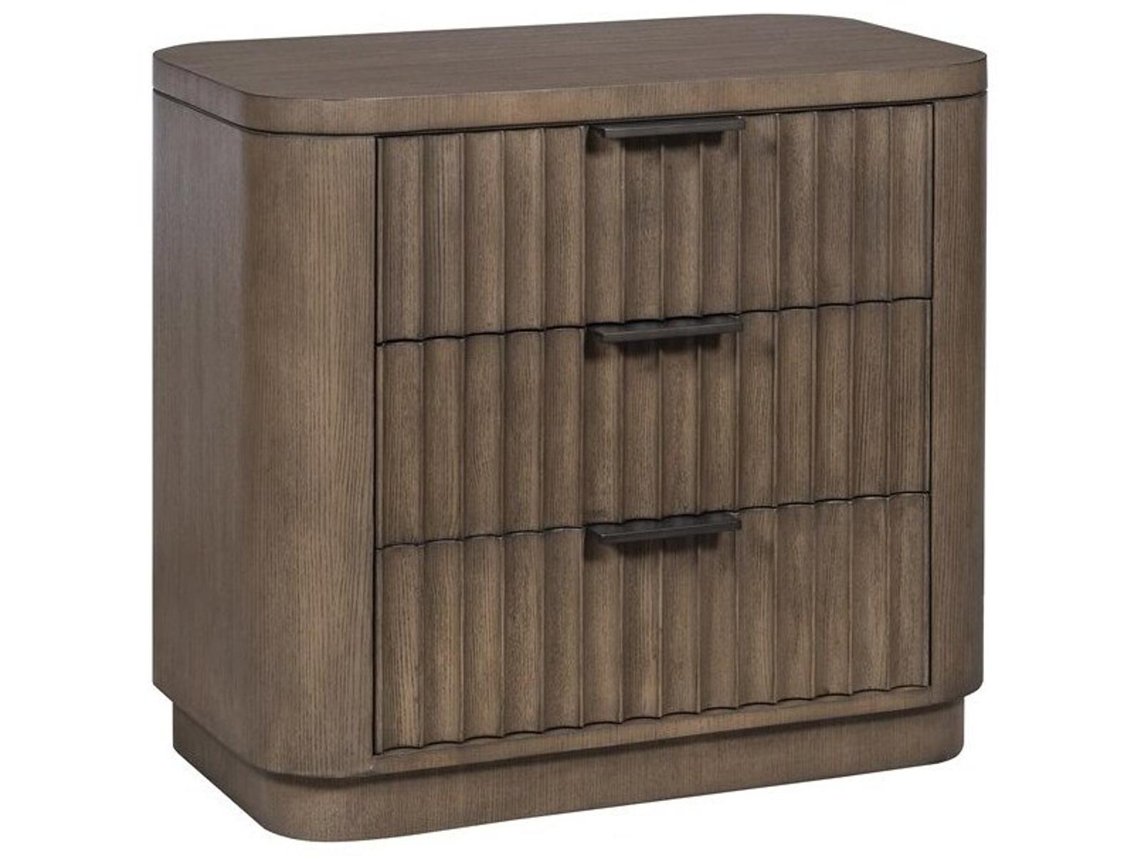 Grandhaven Fluted Front 3-Drawer Nightstand in Flaxen Stone