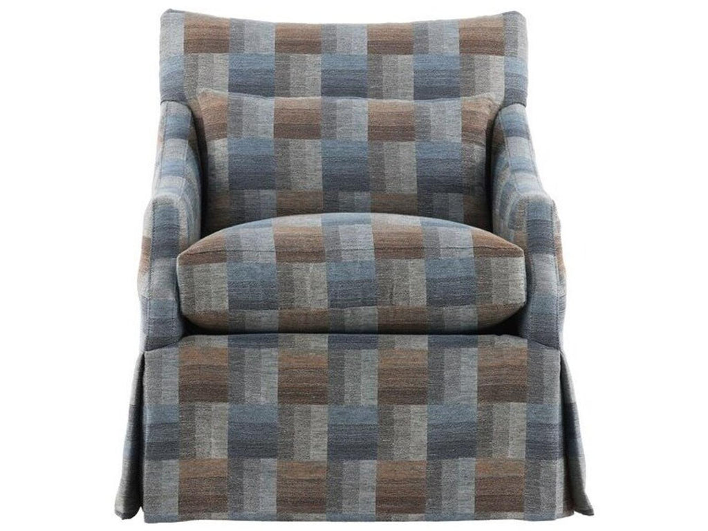 Gulley Fabric Swivel Glider Accent Chair with Waterfall Skirt