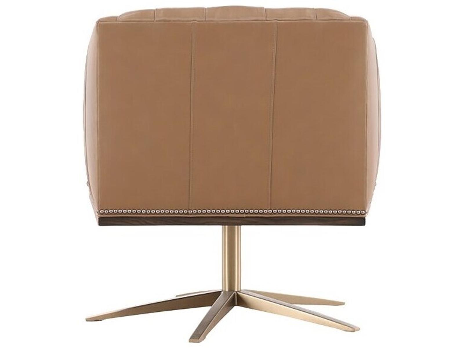 Michael Weiss Ashton Swivel Accent Chair in Brown Leather