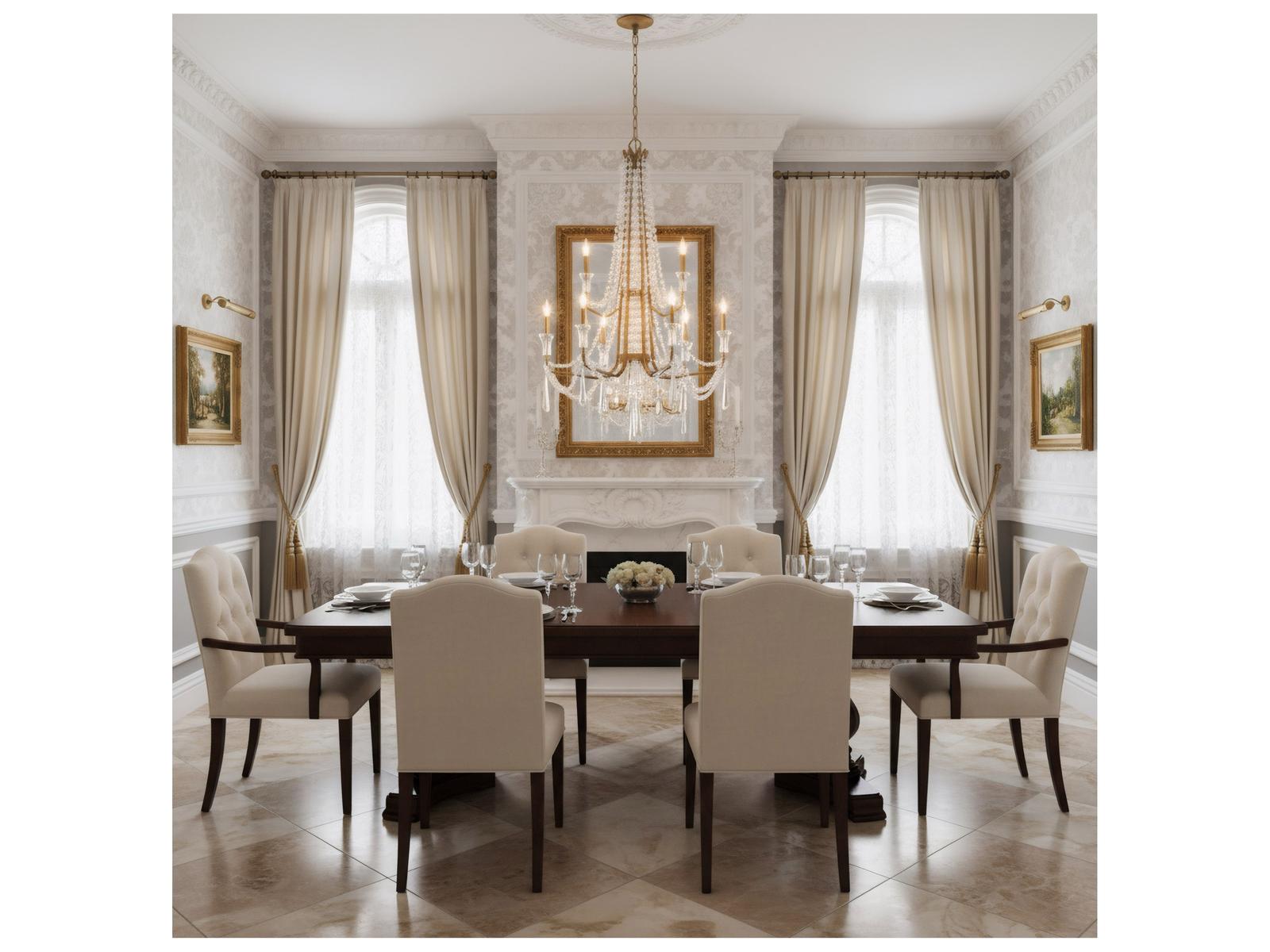 Varaluz Barcelona 2-Tier 9-Light Crystal Chandelier Brass
