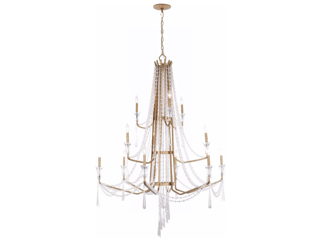 Varaluz Barcelona 3-Tier 12-Light Crystal Chandelier Brass
