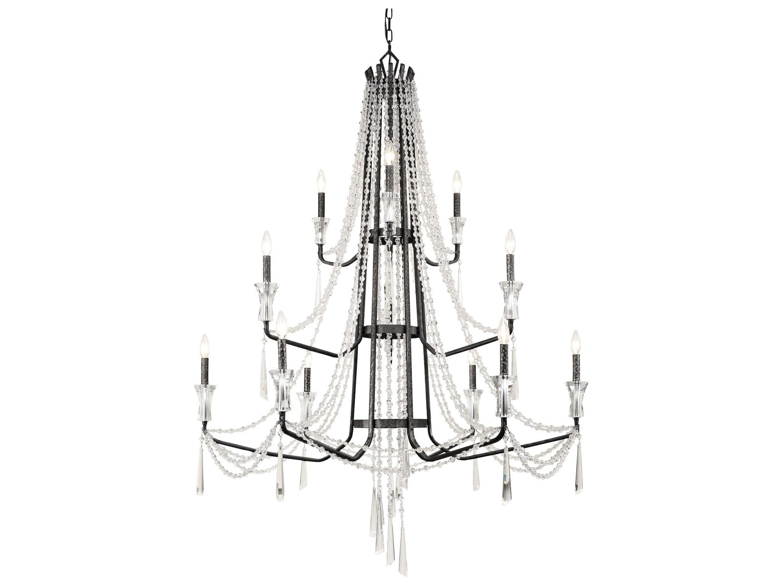 Varaluz Barcelona 3-Tier 12-Light Crystal Chandelier Onyx