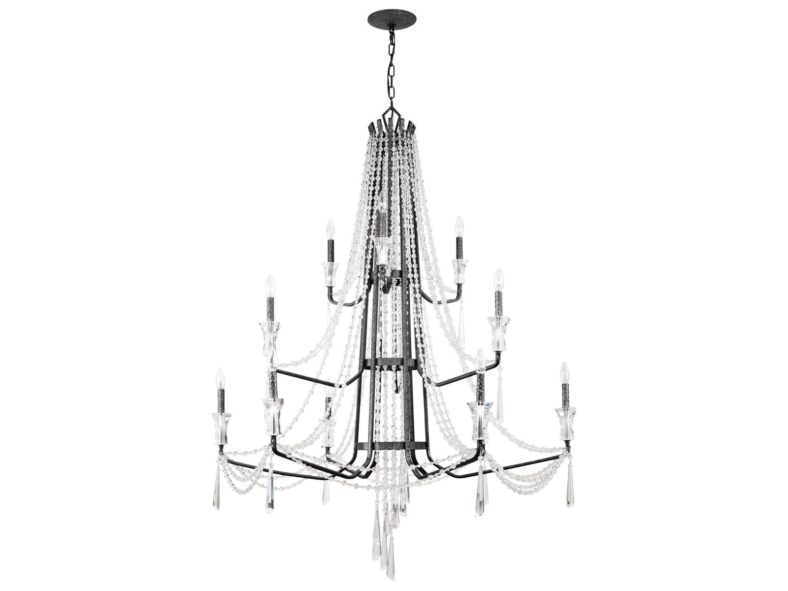 Varaluz Barcelona 3-Tier 12-Light Crystal Chandelier Onyx