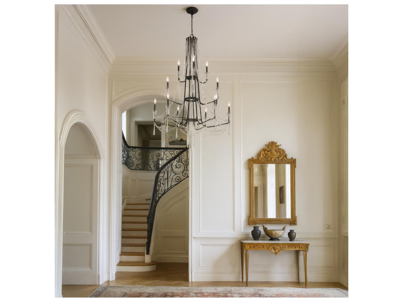 Varaluz Barcelona 3-Tier 12-Light Crystal Chandelier Onyx